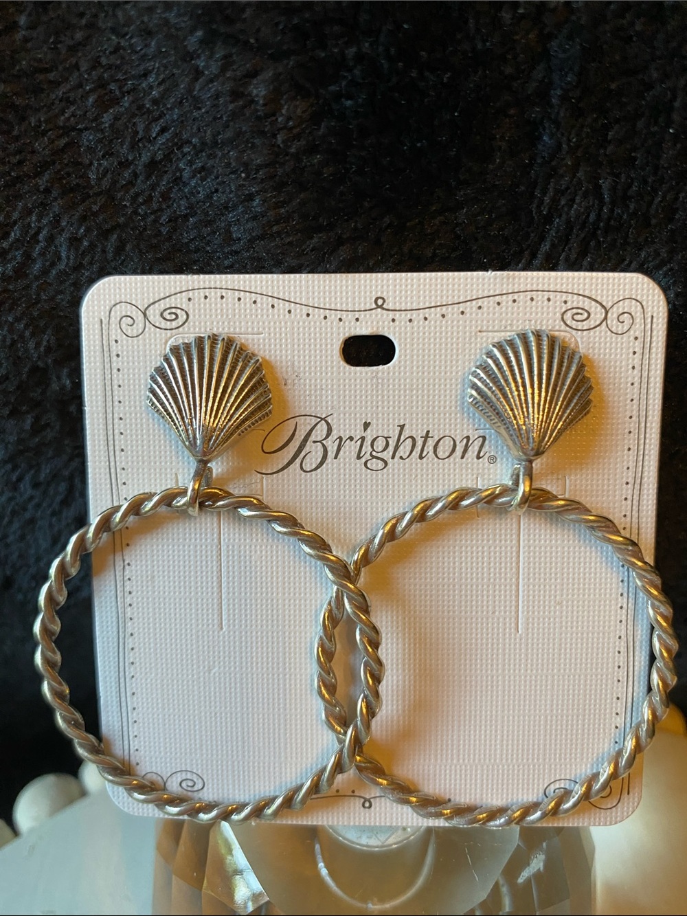 Brighton’s Silver Shells Twist Hoop Nautical beach Earrings
